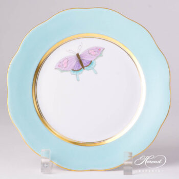 Herend Turquoise special dessert plate with butterfly and gilded edge. 20517-0-00 XCTQ1