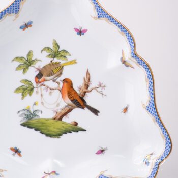 Salad Bowl 191-0-00 RO-ETB Rothschild Bird Blue Fishnet pattern. Herend fine china