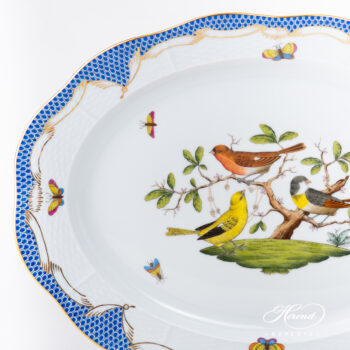 Oval Dish 101-0-00 RO-ETB Rothschild Bird Blue Fishnet pattern. Herend fine china