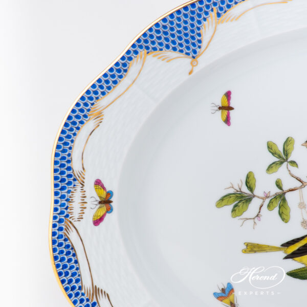 Oval Dish 101-0-00 RO-ETB Rothschild Bird Blue Fishnet pattern. Herend fine china
