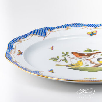 Oval Dish 101-0-00 RO-ETB Rothschild Bird Blue Fishnet pattern. Herend fine china