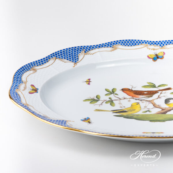 Oval Dish 101-0-00 RO-ETB Rothschild Bird Blue Fishnet pattern. Herend fine china