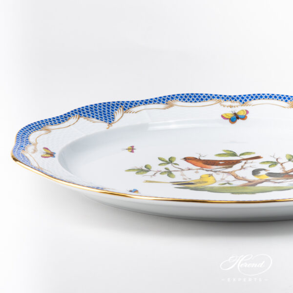 Oval Dish 101-0-00 RO-ETB Rothschild Bird Blue Fishnet pattern. Herend fine china