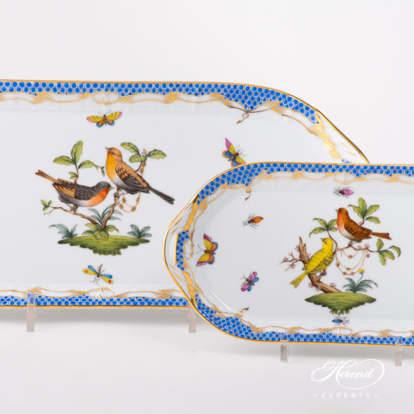 Small Sandwich Dish 437-0-00 RO-ETB Rothschild Bird Blue Fish Scale pattern. Herend fine china
