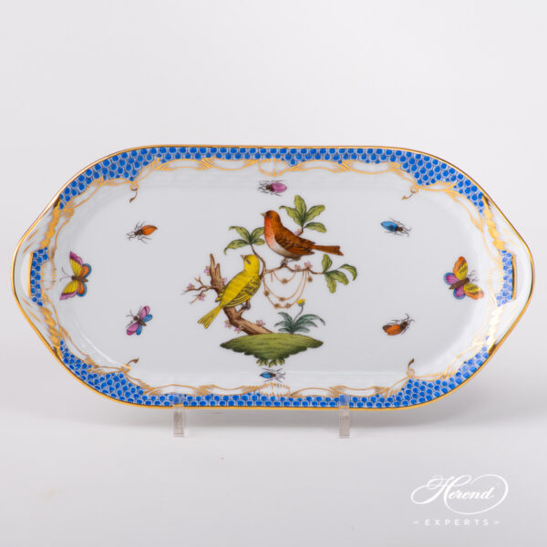 Small Sandwich Dish 437-0-00 RO-ETB Rothschild Bird Blue Fish Scale pattern. Herend fine china