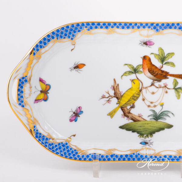 Small Sandwich Dish 437-0-00 RO-ETB Rothschild Bird Blue Fish Scale pattern. Herend fine china