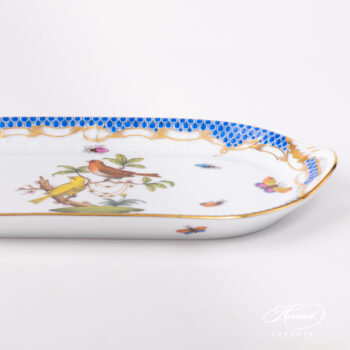Small Sandwich Dish 437-0-00 RO-ETB Rothschild Bird Blue Fish Scale pattern. Herend fine china