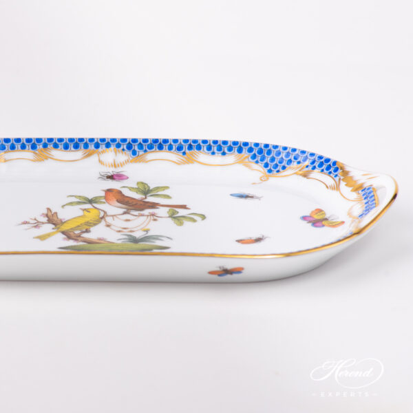Small Sandwich Dish 437-0-00 RO-ETB Rothschild Bird Blue Fish Scale pattern. Herend fine china