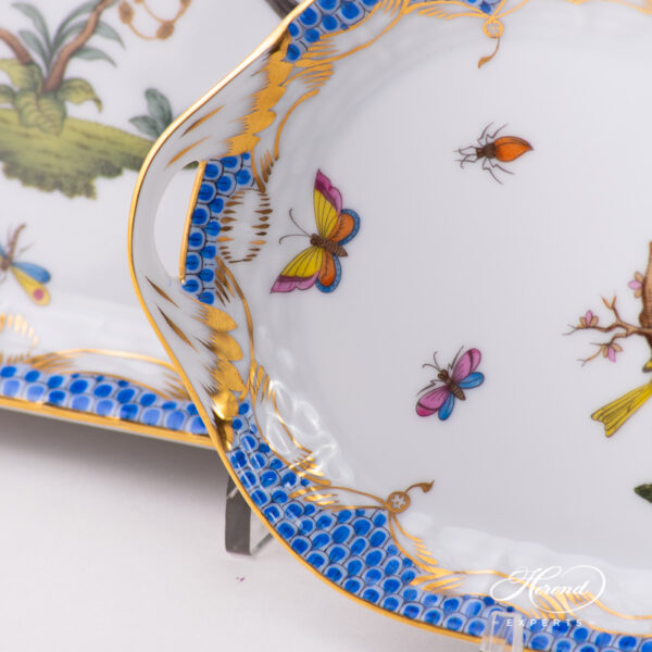 Small Sandwich Dish 437-0-00 RO-ETB Rothschild Bird Blue Fish Scale pattern. Herend fine china