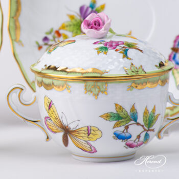 Soup Cup with Saucer and Lid 1718-0-09 VBO Queen Victoria pattern. Herend porcelain