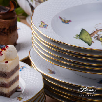 Dinner Set for Six People w. Soup Plate - Herend Rothschild Bird RO pattern. Herend porcelain
