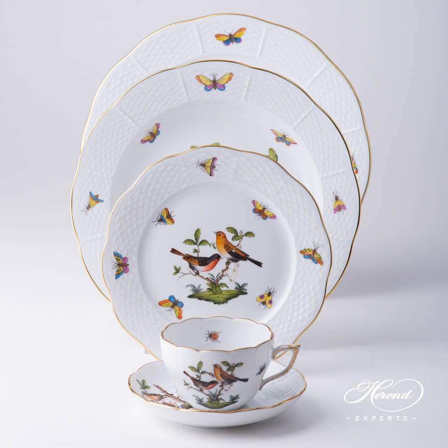 ヘレンド　豪華セット　高級　Herend Rothschild Bird Dinner Set for 6 People – Rothschild Bird Green Fish Scale