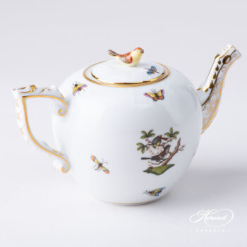 Teapot with Bird Knob - Herend porcelain 607-0-05 RO - Rothschild Bird design.
