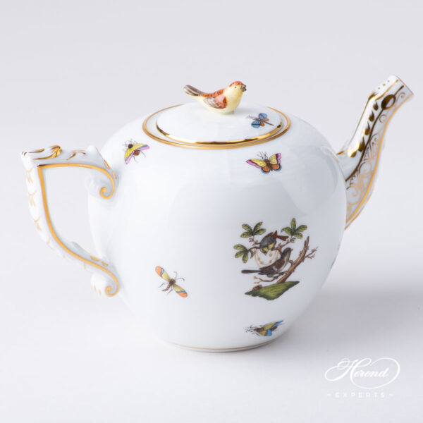 Teapot with Bird Knob - Herend porcelain 607-0-05 RO - Rothschild Bird design.