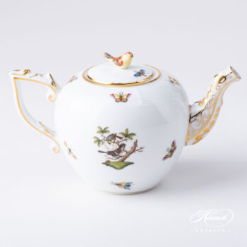 Teapot with Bird Knob - Herend porcelain 607-0-05 RO - Rothschild Bird design.