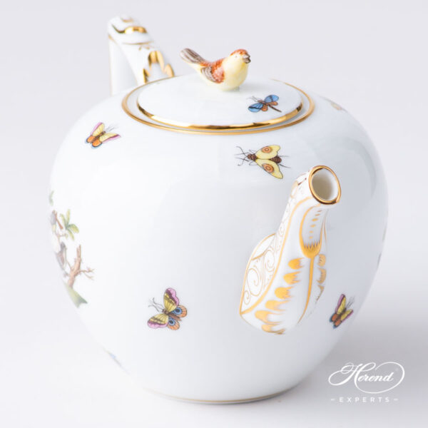 Teapot with Bird Knob - Herend porcelain 607-0-05 RO - Rothschild Bird design.