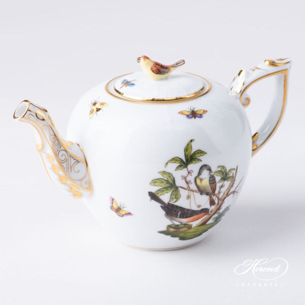 Teapot with Bird Knob - Herend porcelain 607-0-05 RO - Rothschild Bird design.
