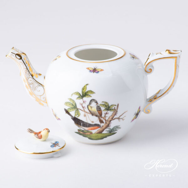 Teapot with Bird Knob - Herend porcelain 607-0-05 RO - Rothschild Bird design.