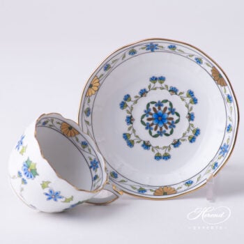 Coffee Cup / Demitasse with Saucer - Herend porcelain 711-0-00 LHTBW - Blue Summer Field Flowers design.