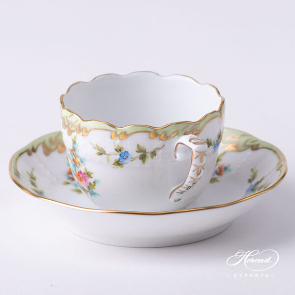 Coffee Cup / Demitasse with Saucer - Herend porcelain 711-0-00 Fannie - Classic Flower design.