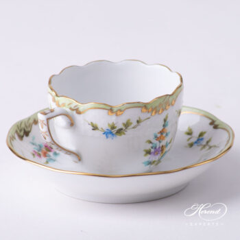 Coffee Cup / Demitasse with Saucer - Herend porcelain 711-0-00 Fannie - Classic Flower design.