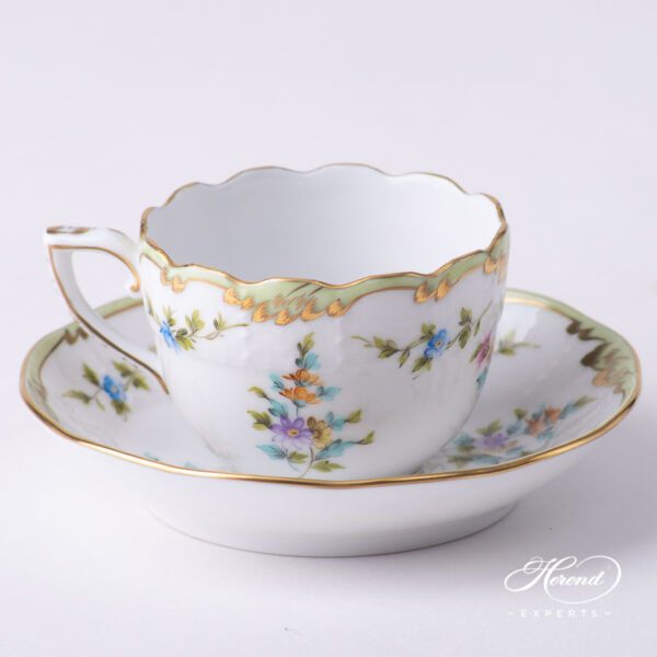 Coffee Cup / Demitasse with Saucer - Herend porcelain 711-0-00 Fannie - Classic Flower design.