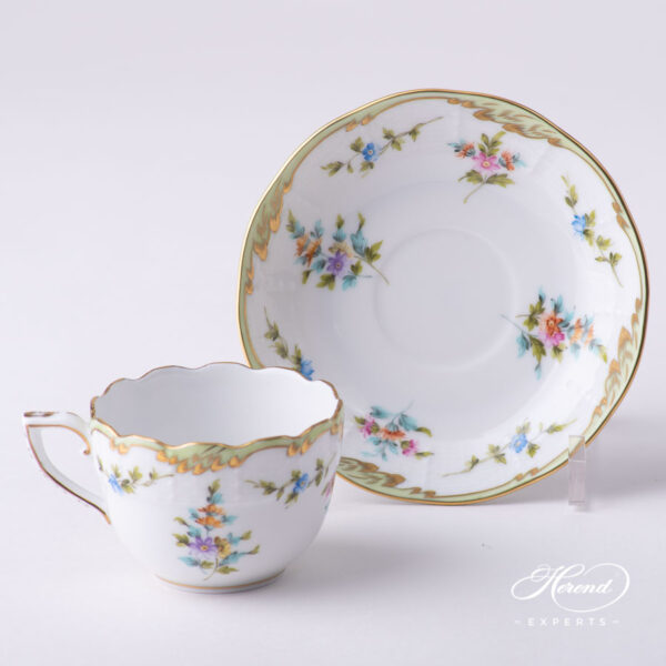 Coffee Cup / Demitasse with Saucer - Herend porcelain 711-0-00 Fannie - Classic Flower design.