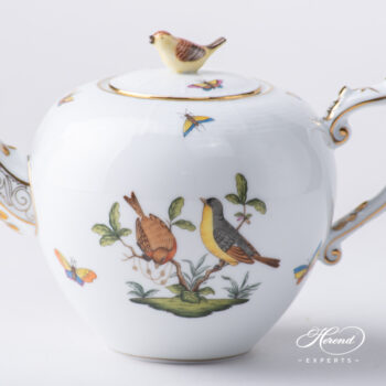 Tea Pot with Bird Knob 606-0-05 RO Rothschild Bird Natural pattern. Herend porcelain