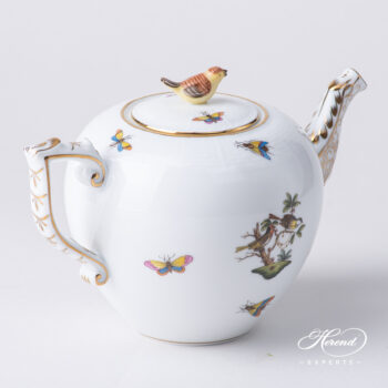 Tea Pot with Bird Knob 606-0-05 RO Rothschild Bird Natural pattern. Herend porcelain