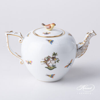 Tea Pot with Bird Knob 606-0-05 RO Rothschild Bird Natural pattern. Herend porcelain