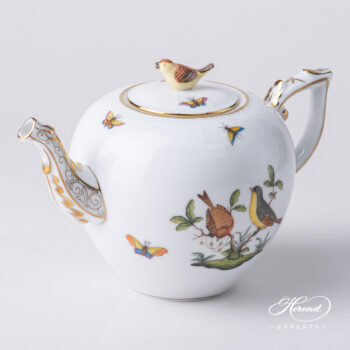 Tea Pot with Bird Knob 606-0-05 RO Rothschild Bird Natural pattern. Herend porcelain
