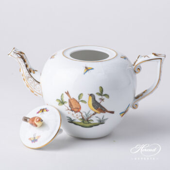 Tea Pot with Bird Knob 606-0-05 RO Rothschild Bird Natural pattern. Herend porcelain