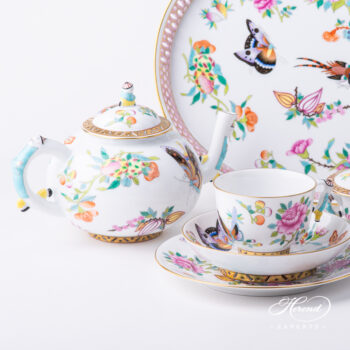 Tea Set for Two People - Luxurious Butterfly SP225 pattern. Herend porcelain