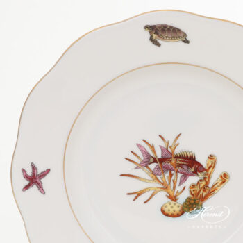Dessert Plate, medium - Herend porcelain 20518-0-00 ATLA-#6 Bermuda Fishes design.