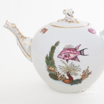 Teapot with Twisted Knob - Herend porcelain 20606-0-06 ATLA-#1 Bermuda Fishes design.