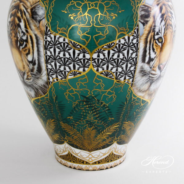Herend Vase Green Gold Tiger 6571-0-15 CHO-21