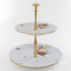 Cake Stand Two Tier with Metal Handle - Herend porcelain 308-0-92 CFR - Fruits design.