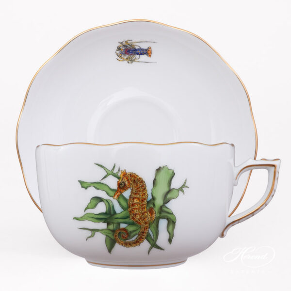 Teacup with Saucer - Herend porcelain 20724-0-00 ATLA-#4 Bermuda Fishes design.