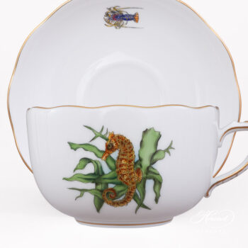 Teacup with Saucer - Herend porcelain 20724-0-00 ATLA-#4 Bermuda Fishes design.