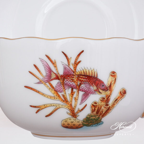 Teacup with Saucer - Herend porcelain 20724-0-00 ATLA-#6 Bermuda Fishes design.