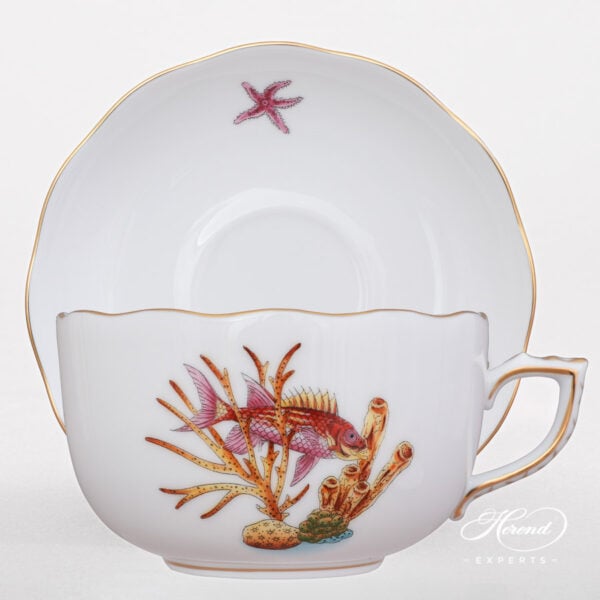 Teacup with Saucer - Herend porcelain 20724-0-00 ATLA-#6 Bermuda Fishes design.