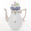 Coffee Pot with Rose Knob - Herend porcelain 613-0-09 LTBS-EBH - Flower Garland with Blue Fish Scale design.