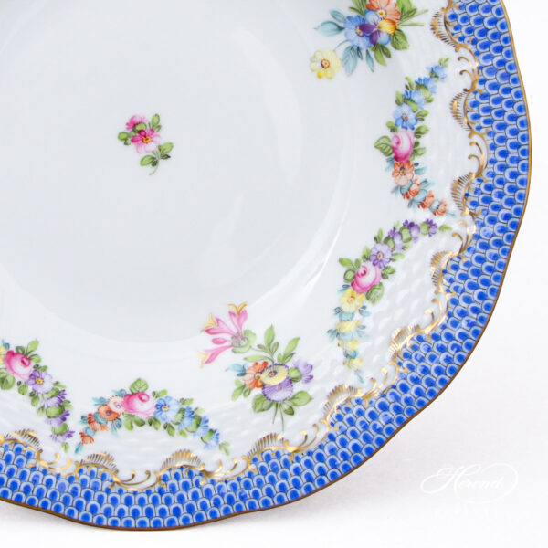 Soup Plate - Herend porcelain 504-0-00 LTBS-EBH - Flower Garland with Blue Fish Scale design.
