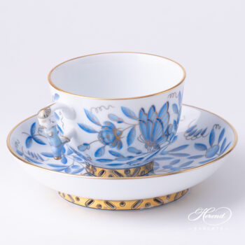 Herend Blue Teacup with Mandarin handle 3364-0-21 ZOBA