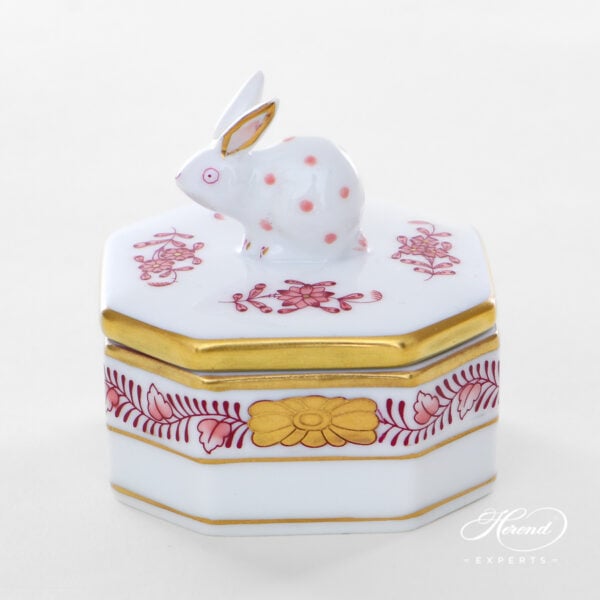 Herend Octagonal Bunny Box Apponyi Pink 6105-0-25 AP2