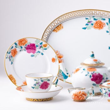 Herend Pink Peony Tea set for two PVR