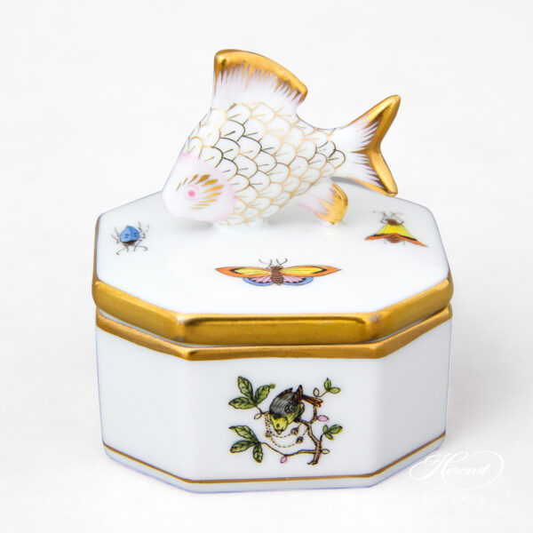 Herend Rothschild Fancy Box with Fish handle 6105-0-28 RO