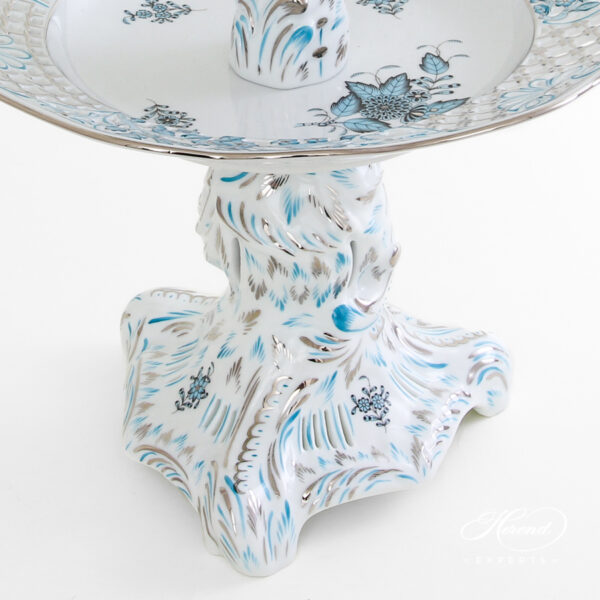 Herend Two Tier cake stand Bird handle Chinese Bouquet 7442-0-00 ATQ3-PT