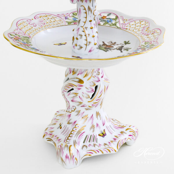Herend Two Tier cake stand Bird handle Rothschild Bird 7442-0-00 RO