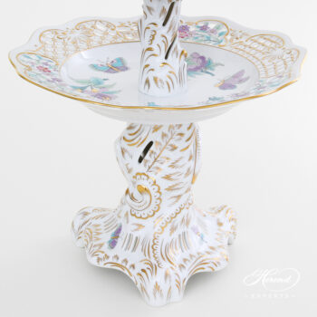 Herend Two Tier cake stand Bird handle Royal Garden 7442-0-00 EVICT2